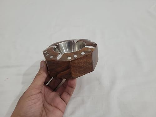 MM Crafts Colletion Hexagon shape Elegant Wooden Ashtray Enhancing Your Smoking Experience in Style Brown Hight quality Wooden Ashtray.