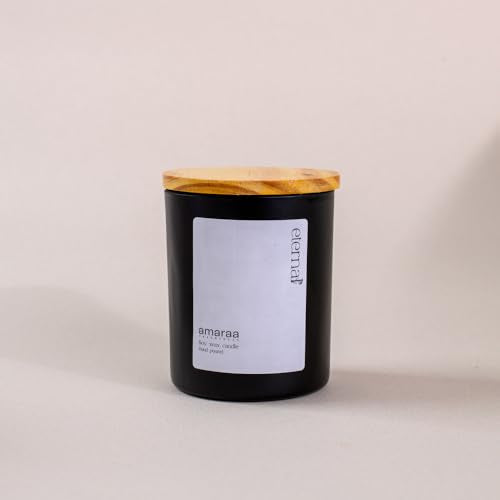 Amaraa Fragrances Black Velvet Dreams Jar Scented Candle Aromatherapy, Hand-Poured Natural Soy Wax, Long-Lasting Fragrance for Home and Office (African Wood)