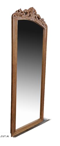 Wood HUB Wooden Carved Rectangular Wall Mirror Frame Solid Wood, Natural Finish | with Out Mirror | Size 6 * 2 Ft (Natural), Framed