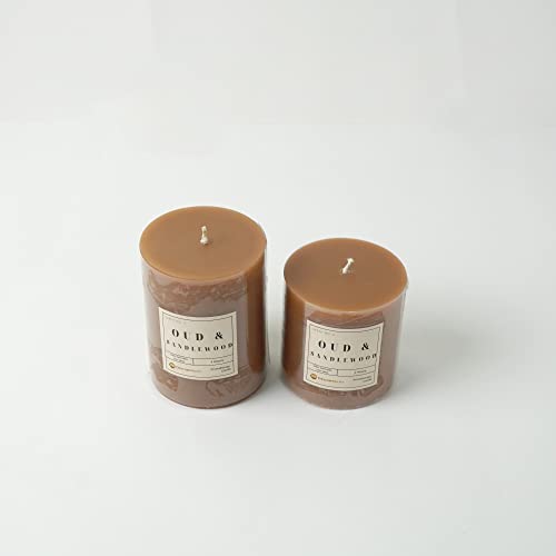 The Decor Mart Oud & Sandal Wood Scented Pillar Candles Set of 2