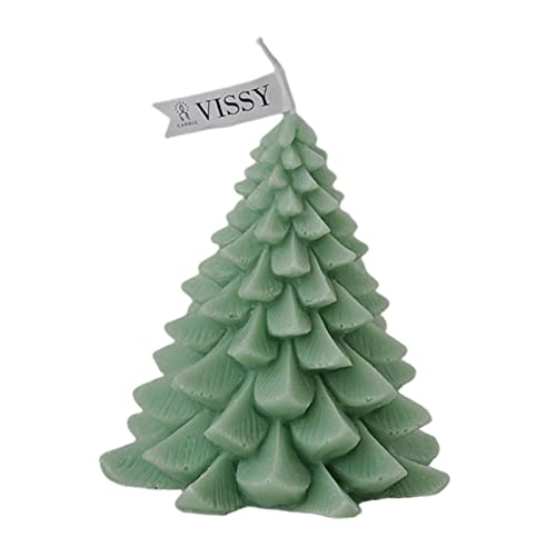 ATORSE® Christmas Tree Wax Scented Candle Creative Curve Home Decor Prop Light Green