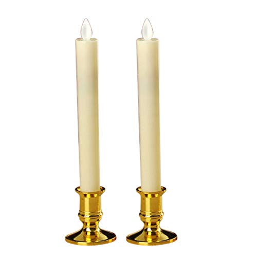 CALANDIS 2pcs Warm LED Candle Romantic Swing Flame Real Candles Home Wedding Gold A