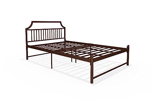 Universe Furniture Zein Metal Bed Without Storage (Matte Finish, Brown) (with Mattress, Queen)