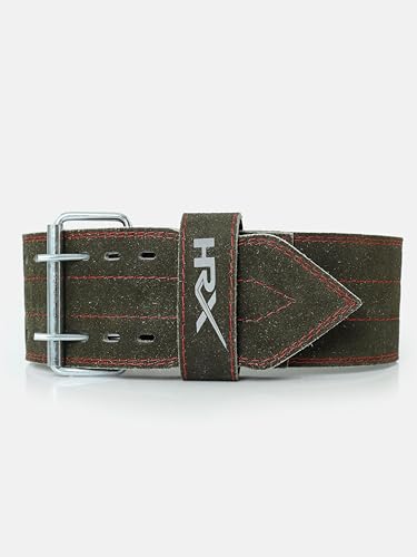 HRX Gym Belt for Weightlifting Workouts Deadlifts Powerlifts | Back Support for Exercise (HRGB01SLOGSL_Olive Green_S)