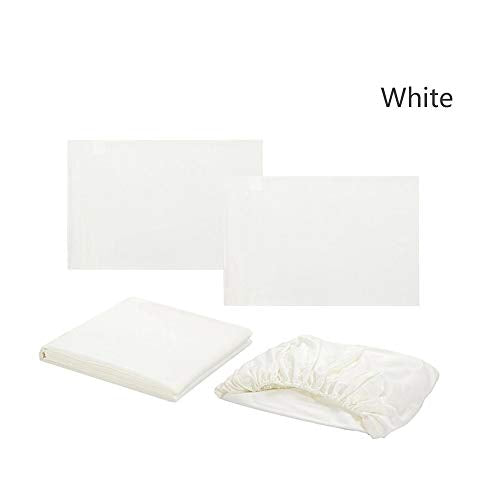 4Pcs/Set Fitted Sheet & Bed Sheet & 2Pcs Pillowcases Bedding Sets Solid Color Bedclothes Home Bedroom Supplies