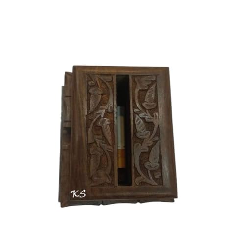 Zeguard Handicraft Wooden Hand Crafted Antique Cigarette Magic Box/Case Handmade Pure Sheesham Delight Magic Wooden Cigarette Dispenser(Brown) Pack Of 1