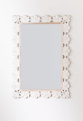 WILDWOOD Wood Wall Mirror | Wall Hanging | Wall Frame | Wall Mounted | for Living Room | Bedroom | Carving Frame Only Frame with Out Mirror (36"x24" Inch)