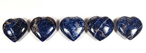 45mm Deep Blue Sodalite Heart Polished Natural Palm Crystal Quartz Mineral Love Stone Heart - Africa (1PC)