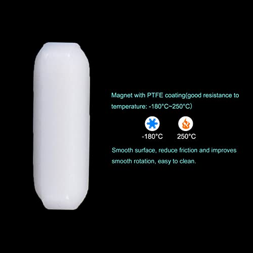 MECCANIXITY Magnetic Stirrer Mixer Stir Bar Rod 10mm/0.39" Cylinder Shape PTFE Coating Magnet White for Laboratory 3Pcs