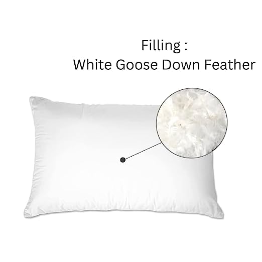 Agroha Fabrics 1 Pack Premium White Goose Down Feather Pillows for Back and Side Sleepers, 500 TC, 100% Cotton Fabric, with Pillow Cover (17 x 27 Inch 1 Piece)