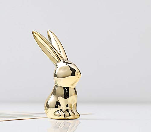 Ardax Ceramic Animal Figurines Ornaments, Gold Home Decor Sculptures and Statues Handmade Artware Gifts (Rabbit)