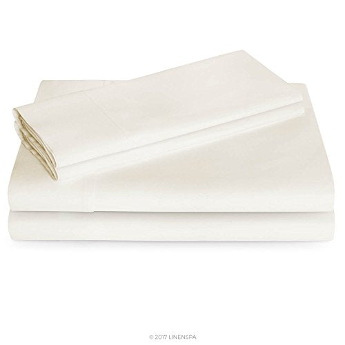 King , Ivory : LINENSPA 600 Thread Count Ultra Soft, Deep Pocket Cotton Blend Sheet Set - King - Ivory