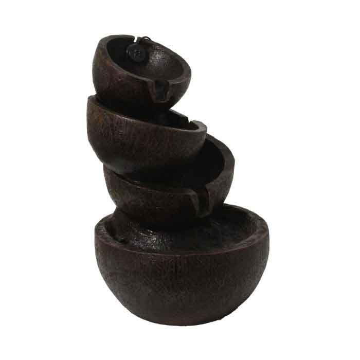 Art N Hub Handicraft Bowl Set Tabletop Waterfall Fountain Decorative Gift Items for Home and Office Also Good As Garden Decoration Items | Home Inauguration Gift Items (30 x 30 x 45 CM | Dark Brown)