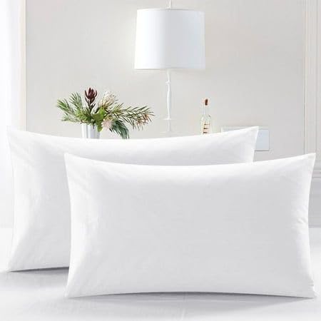 Luxurious Cotton Bed Pillow, 16x26 inches, Plush Polyester Filling, White, Stain-Resistant, Hypoallergenic (20x30)