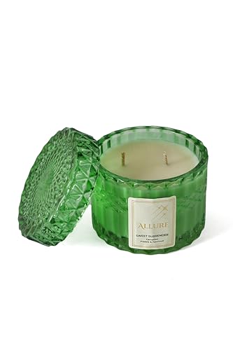 Allure Living Sweet Surrender Carnation Freesia & Patchouli Candles | 2 Wick Candle |Up to 30 Hours Burning Time | Natural Soy Wax | Aromatherapy Aesthetic Scented Candle |Pack of 3