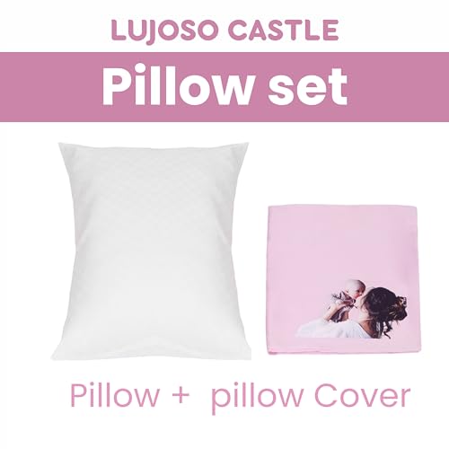 Lujoso Castle Personalized Pillow Set – Includes 1 Pillow Insert and 1 Personalized Pillow Cover | Microfiber with Virgin Micro Fill | 400 Thread Count 100% Staple Cover | 16x22In | Ivory