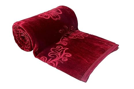 SK STORE Blanket Fleece All Weather Soft Warm Mink Solid Colour Floral for Double/Single Bed Light Mink Winter Blanket (Maroon_Blanket, Single Bed)