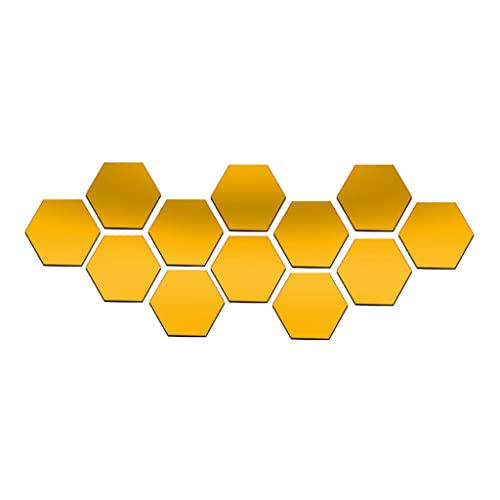 ATORSE® 12X 3D Hexagon Wall Stickers Mirror Acrylic DIY Home Decor Gold 70X40Mm