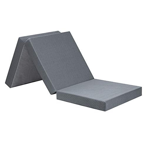 Olee Sleep Topper Tri-Folding Memory Foam, 4 Inch, Grey