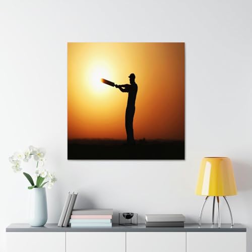 GADGETS WRAP Canvas Gallery Wrap Framed for Home Office Studio Living Room Decoration (17x17inch) - Glenn Maxwell Under Sunset