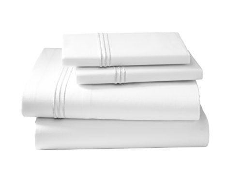 Kassatex Strada Bedding Collection Full/Queen Flat Sheet, White