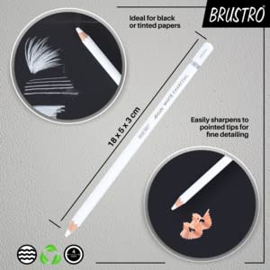 BRUSTRO Artists� White Charcoal Pencil Set of 3 + 1 pencil eraser