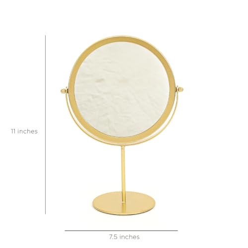 Home4U Gold Mild Steel & Mirror Laverre Table Mirror