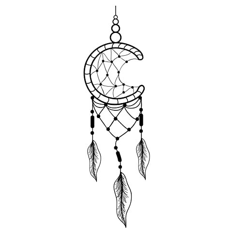 VVWV Moon Dream Catcher Wall Stickers for Living Kids Girls Boys Bedroom Home & Kitchen Hall Wall Decor L x H 25 x 80 Cms