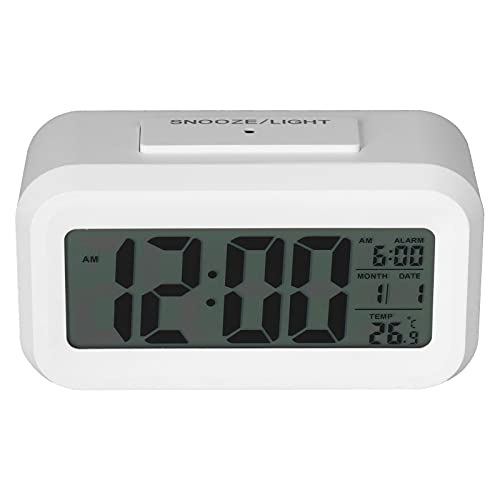 Office Desk Decor, LCD Screen Display ABS High Sensitivity Modern Clock for Office for Home(White)