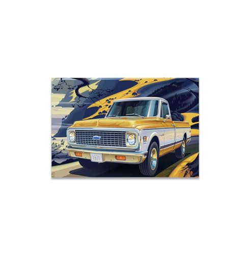 GADGETS WRAP Canvas Gallery Wrap Framed for Home Office Studio Living Room Decoration (14x11inch) - 1971 Chevrolet C10 Cheyenne Fleetside 2Wd Pickup