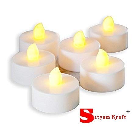 Satyam Kraft Led Tea Light Candle Diya for Diwali Decoration -Yellow (Box Of 24)