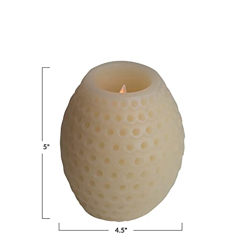 Creative Co-Op Pillar Embossed Faux Melted Wax, Ivory LED Candle