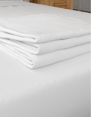 WCX Cotton Rich 800 TC Plain White Solid bedsheet - King Size White bedsheet for Double Bed