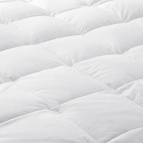 Dashing Fabrics Very Soft Goose Down and Feather Topper Mattress, 72x78 Inch, (White) with 2 feather Pillow 20x30