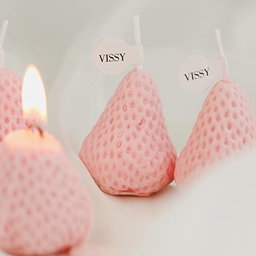 ATORSE® Strawberry Candle Scented Candle Home Living Room Party Decor Photo Props Pink S 4Pcs