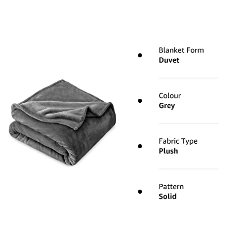 VAS COLLECTION® Premium Plush Single Blanket | 300 GSM Lightweight Cozy Soft for Bed, Sofa, Couch, Travel & Camping| 150x220 cm or 60X86 inches | Grey