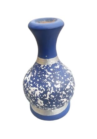 Wooden Handcrafted Flower Vase(16cm,Blue)