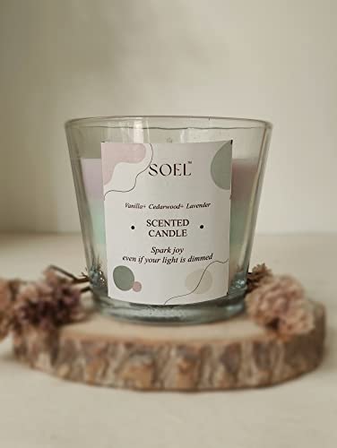 SOEL Tri-Cone Color Block Candles - Pack of 2 (Vanilla + Cedarwood + Lavender & Vanilla + Winterbirchwood)