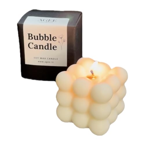 Bubble Candles | Set of 2 | 3x3 Cube Bubble Candle | Non-Toxic | Clean Burning (Unscented)