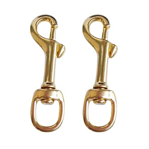 bnf® 2 Pieces Heavy Duty Pure Brass Swivel Eye Bolt Snap Spring Key Ring Hook Clip Buckle for Underwater Scuba Diving Dive Gear Equipment | Water Sports | Scuba & Snorkeling