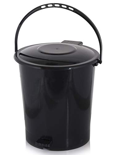 Kuber Industries Step-On Pedal Dustbin/Waste Bin with Lid|Solid Color & Durable Plastic| Capicity 10 Ltr (Black) - CTKTC34636