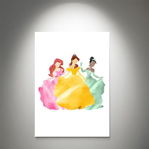 GADGETS WRAP Canvas Gallery Wrap Framed for Home Office Studio Living Room Decoration (9x11inch) - Ariel, Belle And Tiara Print