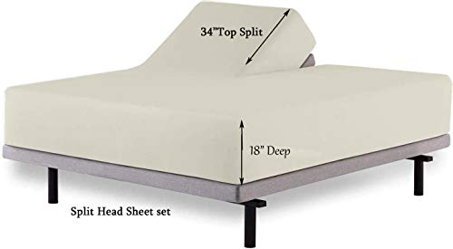 Sheets for Sleep Number Bed Split King,Split Top King Sheets for Sleep Number Bed,100% Egyptian Cotton,Ivory Solid,34 Split-King,400 TC,16 Inch Deep,Split King Sheets for Sleep Number Beds