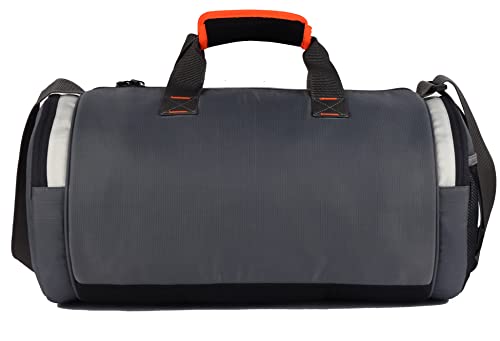 Gear Polyester Cross Training 22L Medium Water Resistant Travel Duffle Bag/Gym Bag/Sports Duffle For Men/Women - Grey Orange, 23.5 x 74 x 23.5 Centimeters