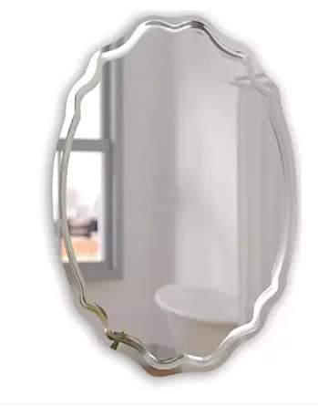 Cheval Glass New Modern Designer Oval Beveled Wall Mirror with MDF and Hooks - (Size 18 x 24, Unframed)