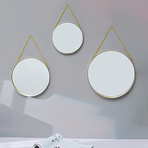 CALANDIS Wall Hanging Mirror with Chain Bedroom Gold Frame Home Bathroom Decor M