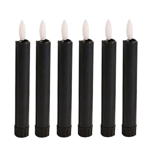 SAZ DEKOR 6X LED Pillar Candles Decor Flameless Candles for Holiday Halloween New Year Black