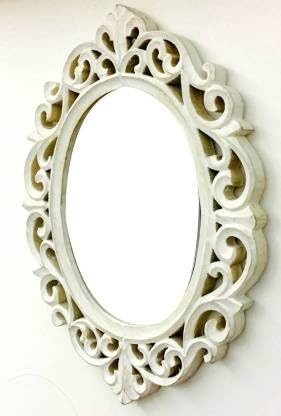 VAS Collection MDF Mirror Frame for Wall Decor,Bedroom,Living Room,Bathroom & Hallway,18"x14" Oval (Cream)