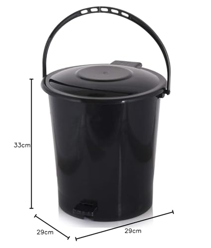 Kuber Industries Step-On Pedal Dustbin/Waste Bin with Lid|Solid Color & Durable Plastic| Capicity 10 Ltr (Black) - CTKTC34636