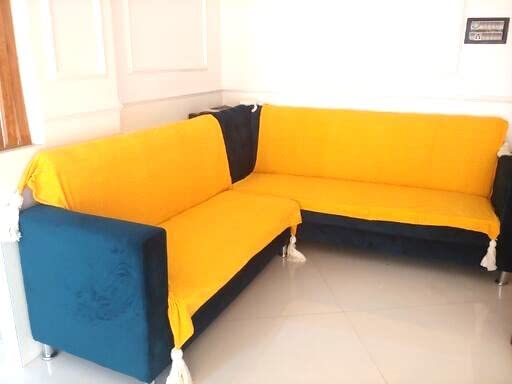 Fashion Throw Chenille Sofa Throw, Throws For Sofa And Couch, Sofa Throws For 3 Seater (Size : 70X55 Inch) (Yellow White)